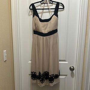 Elegant Black and Cream Halter Dress